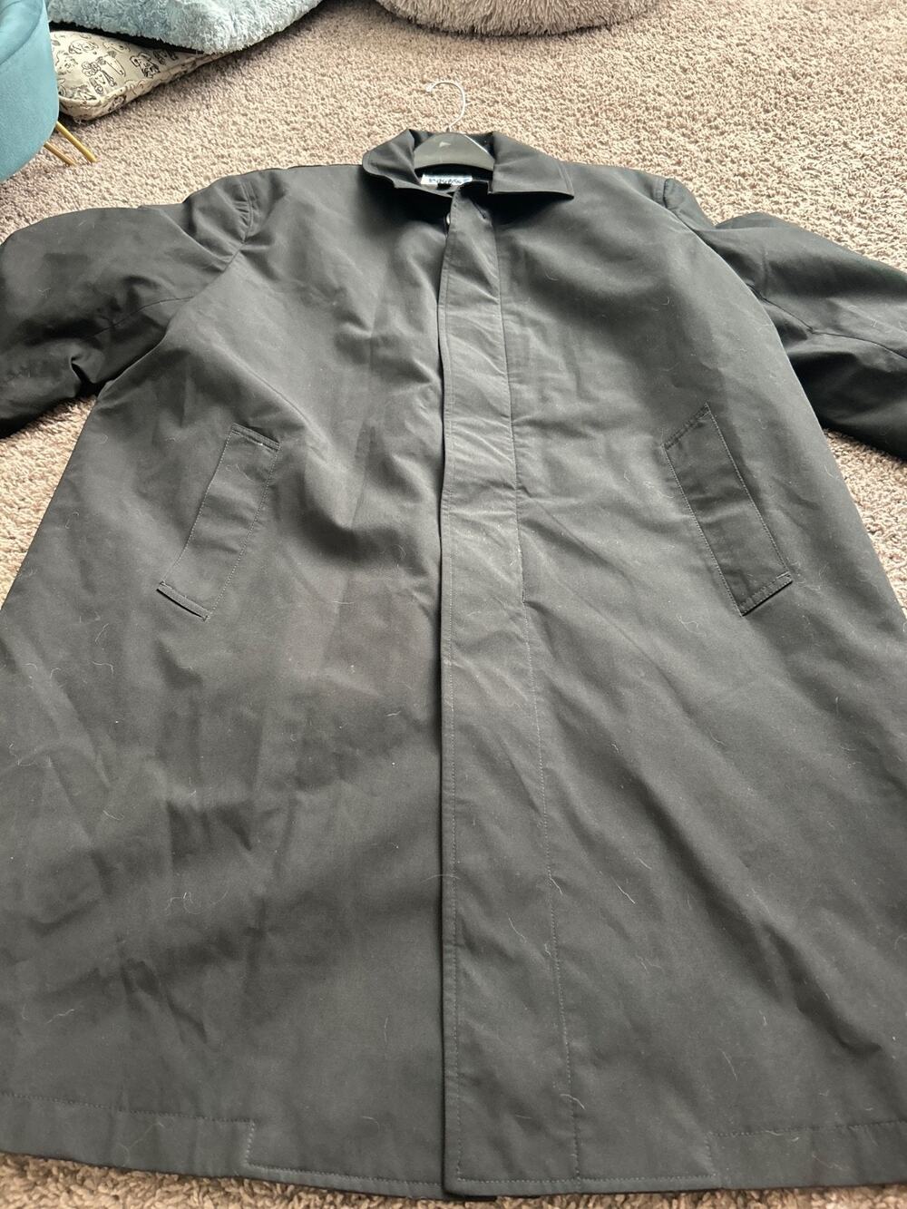 Cintas Men's Lined All Weather Trench Coat Jacket Black 44 Regular 44R Heavy Dut